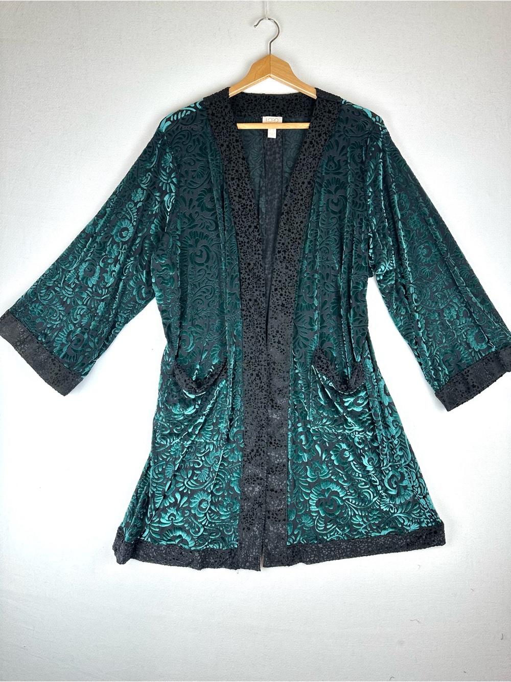 LOGO Lavish Velvet Burnout Kimono Open Front Cardigan Layer Whimsigoth